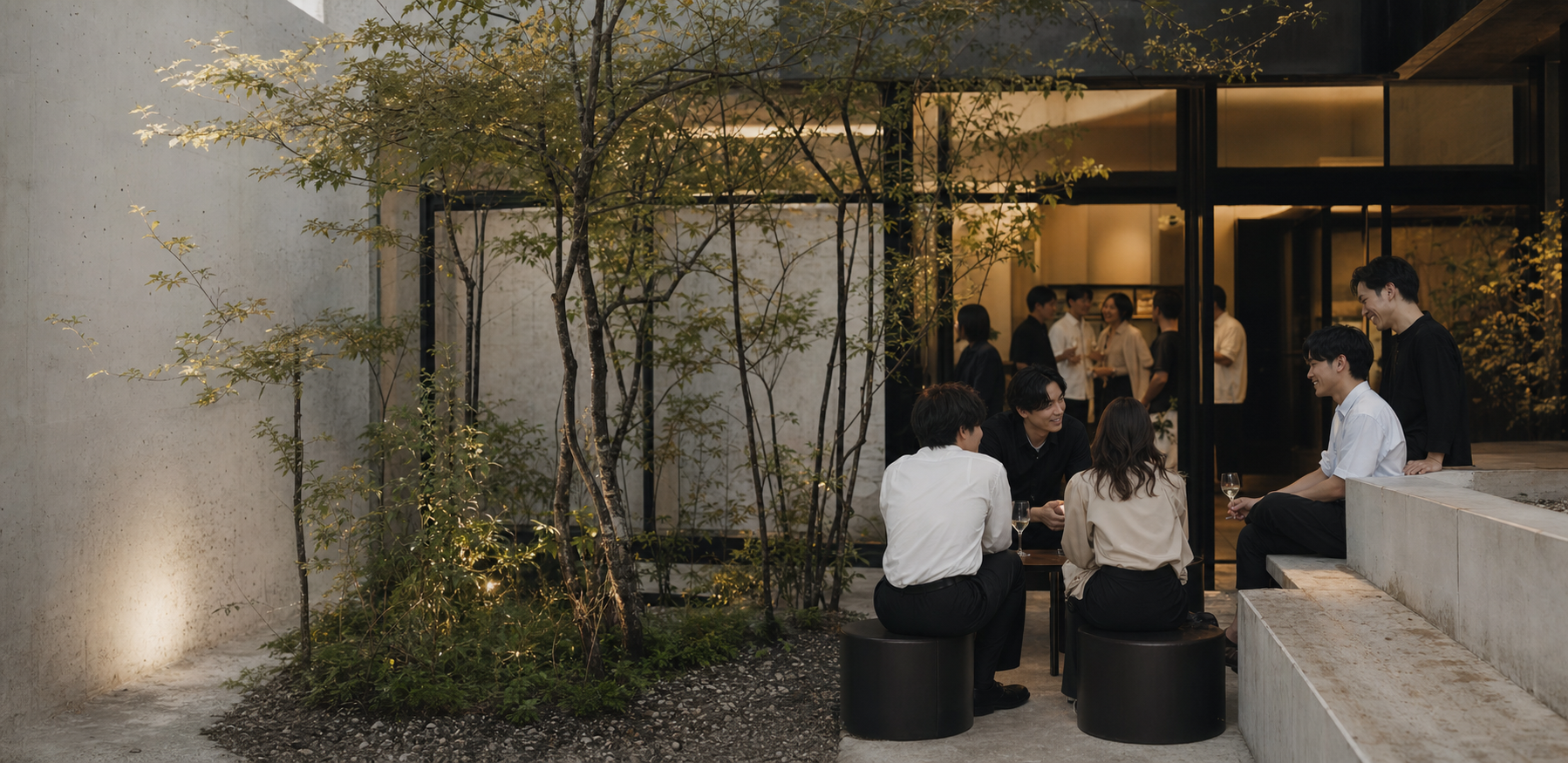 東京のテラスで集まる社会人サークルのイメージ